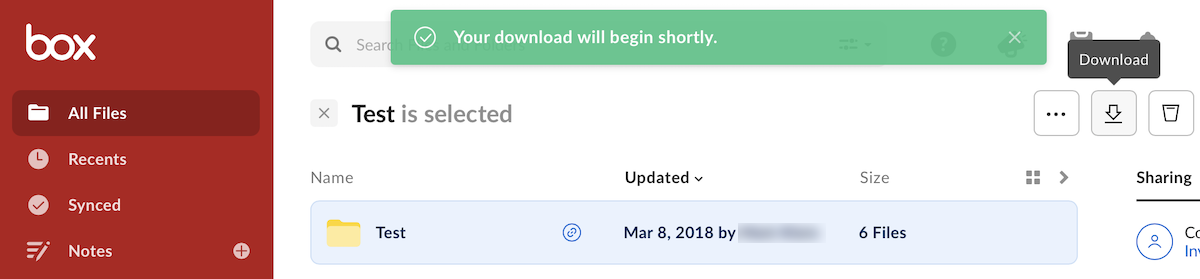 Box may take a moment to prepare your download