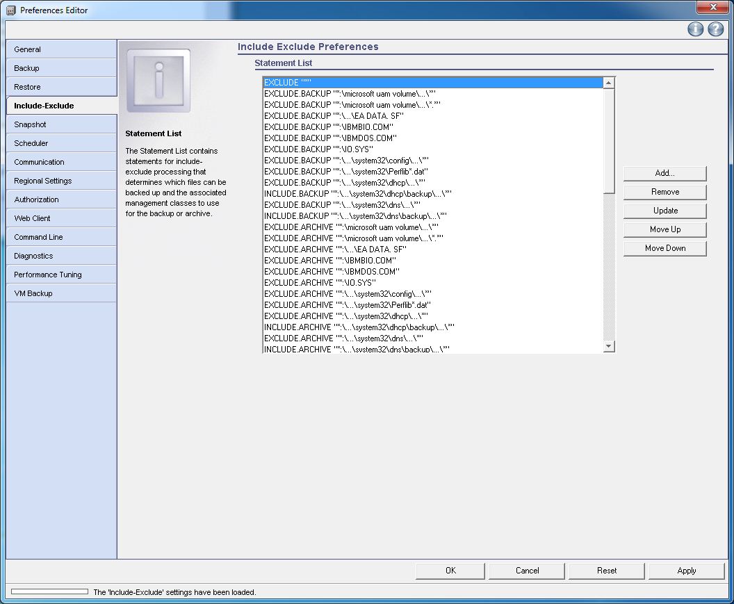 New exclude at top of list