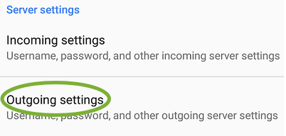 Outgoing server settings in Gmail App