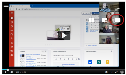 Video player in Single View mode with Single View rectangle icon indicated 