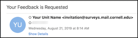 Illustration of how name and email address of sender are displayed in a received email.